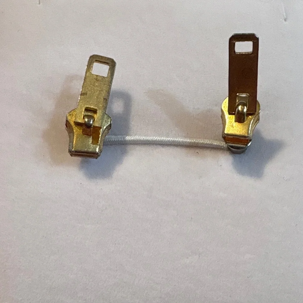 1990s Gold Tone Zipper Pull Stud Earrings Industrial Punk Hardware Jewelry